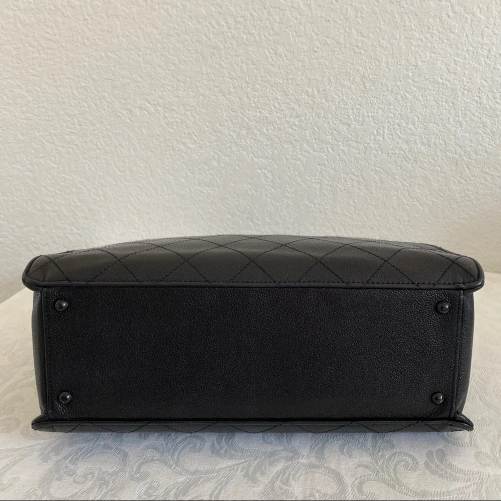Chanel black quilted leather tote